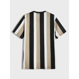 Men Letter Graphic Striped Tee