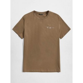 Men Letter Embroidery Top