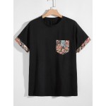 Men Contrast Floral Print Pocket Tee