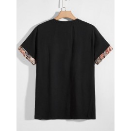 Men Contrast Floral Print Pocket Tee
