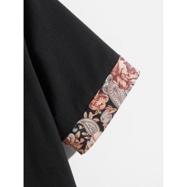 Men Contrast Floral Print Pocket Tee