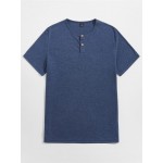 Men Button Detail Solid Tee