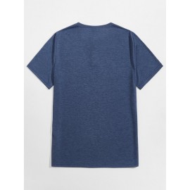 Men Button Detail Solid Tee