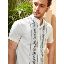 Men  Pattern Button Through Shirt