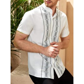Men  Pattern Button Through Shirt