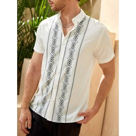 Men  Pattern Button Through Shirt