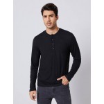 Men Half Button Pocket Patched Tee