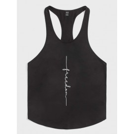 Men Drop Shoulder Letter Pattern Tank