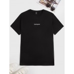Men Drop Shoulder Letter Pattern Tee