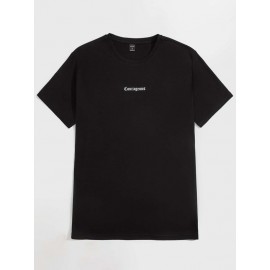 Men Drop Shoulder Letter Pattern Tee