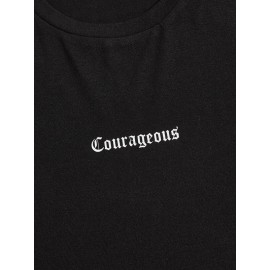 Men Drop Shoulder Letter Pattern Tee