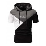 Men Colorblock Letter Graphic Hooded Tee