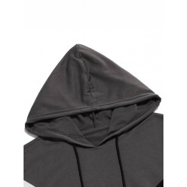 Men Colorblock Letter Graphic Hooded Tee
