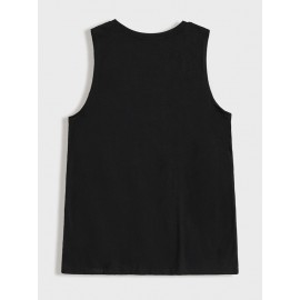 Men Cartoon Face Print Tank Top