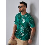 Extended Sizes Men Tropical Print Tee