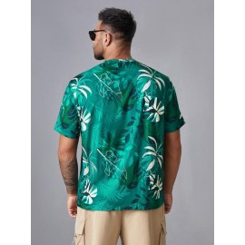 Extended Sizes Men Tropical Print Tee