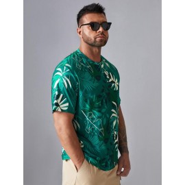 Extended Sizes Men Tropical Print Tee