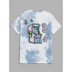 Men Game Console Print Drop Shoulder Tie Dye Tee