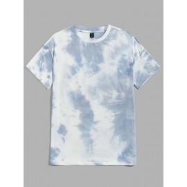Men Game Console Print Drop Shoulder Tie Dye Tee