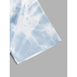 Men Game Console Print Drop Shoulder Tie Dye Tee