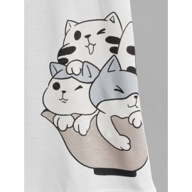 Men Letter and Cat Print Top