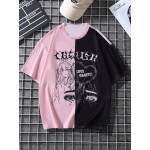 Men  & Letter Graphic Two Tone Tee