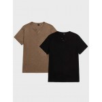 Men 2pcs Button Half Placket T-Shirt