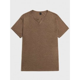 Men 2pcs Button Half Placket T-Shirt