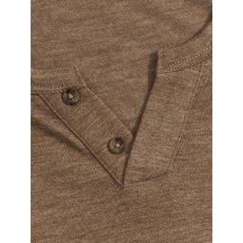 Men 2pcs Button Half Placket T-Shirt