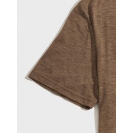 Men 2pcs Button Half Placket T-Shirt