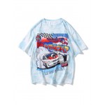 Men Car And Letter Graphic Tee
