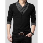 Men Surplice Neck Contrast Binding T-shirt