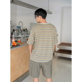Men Drop Shoulder Striped Tee