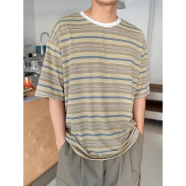 Men Drop Shoulder Striped Tee