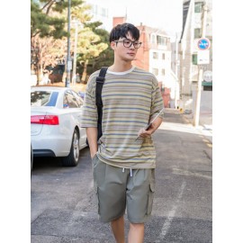 Men Drop Shoulder Striped Tee