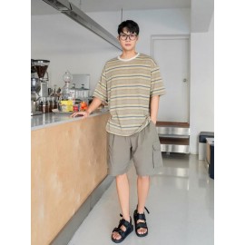 Men Drop Shoulder Striped Tee