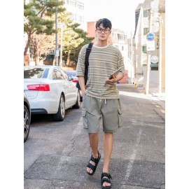 Men Drop Shoulder Striped Tee