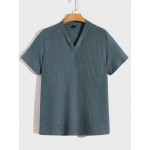 Men Solid Button Detail Tee