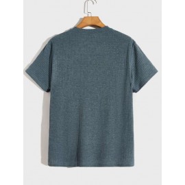 Men Solid Button Detail Tee