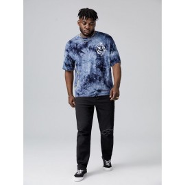 Extended Sizes Men Tie Dye Cartoon Graphic Tee