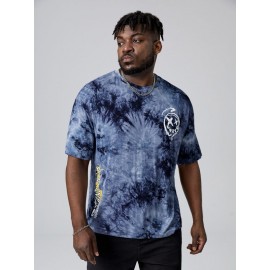 Extended Sizes Men Tie Dye Cartoon Graphic Tee