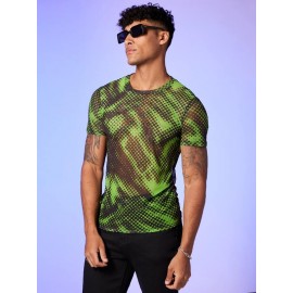 Men Graphic Print Sheer T-Shirt