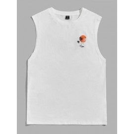 Men Tropical & Sun Print Tank Top