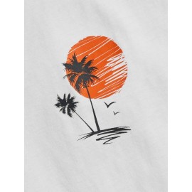 Men Tropical & Sun Print Tank Top