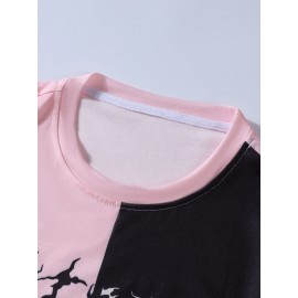 Men  & Letter Graphic Two Tone Tee