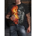Men Color Block Animal Print Tee