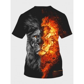 Men Color Block Animal Print Tee