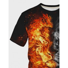 Men Color Block Animal Print Tee
