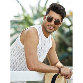 Men Solid Mesh Tank Top