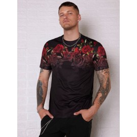 Men Rose Print Tee